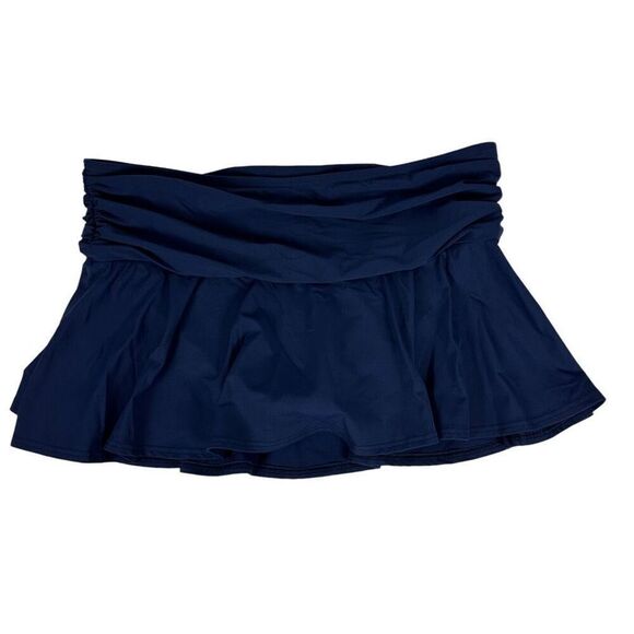 Lands End Deep Sea Blue Shirred Swim Mini Skirt size 18 NEW - Picture 2 of 6